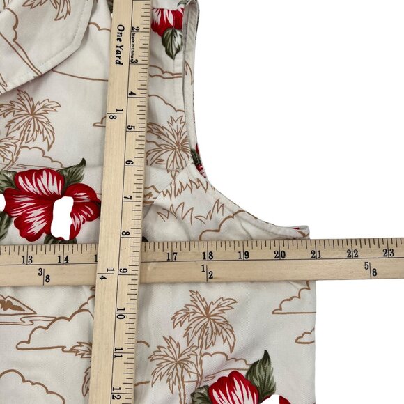 Caribbean Joe Hawaiian Print Sleeveless Button-Up Shirt XL Rayon Red Floral y2k - Picture 3 of 5